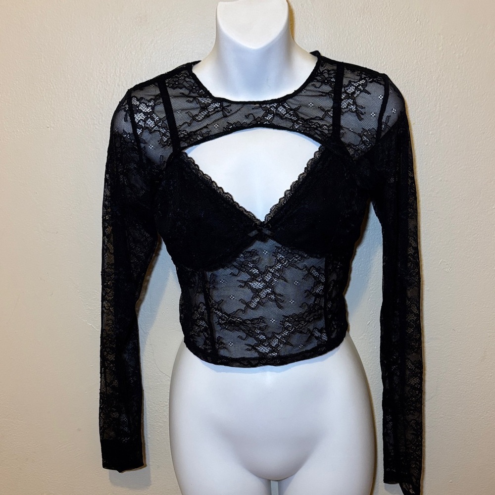 Garage Black Lace Crop Top